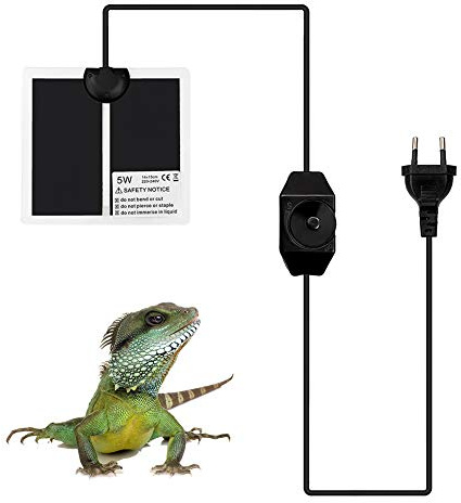 Surenhap Chauffant ou Tapis de Chaleur pour terrariums pour Animaux de Compagnie Réchauffeur de Reptiles Amphibiens avec fiche UE et régulateur de température réglable - 5W, 14 * 15CM