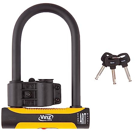 VINZ Grivola ART 4 Schloss | Bügelschloss mit Halterung | U-Lock Schloß | Motorradschloss Rollerschloss Fahrradschloss