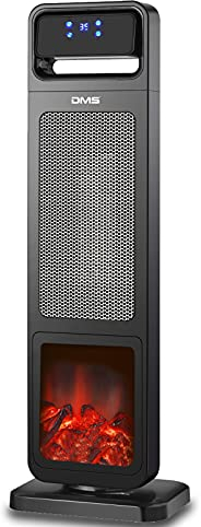 DMS® Turm Heizung Turm-Keramikheizer Stand PTC-Heizungelement Heizlüfter Heizgerät Kamin mit Fernbedienung Holzfeuer-Effekt Standheizung Heizer Schnellheizer mit Oszillationsfunktion (TKH-01)