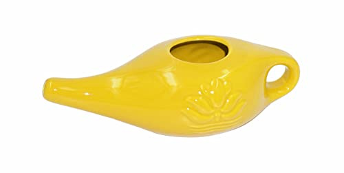 Neti Pot keramisk nässköljkanna 250 ml – diskmaskinssäker, blyfri, livsmedelssäker glasyr | för skonsam nässköljning och fuktning av näsgångarna | gul | Biebri