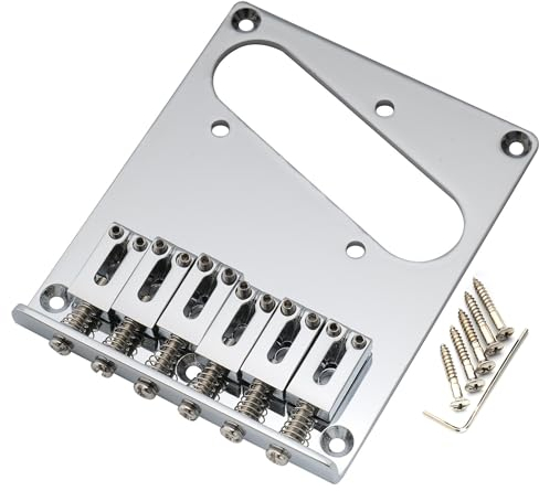 Musiclily Pro 54mm Moderne Telecaster Steg Bridge Zinklegierung 6-Saitenreiter für Squier und Import Tele Style E-Gitarre, Chrom
