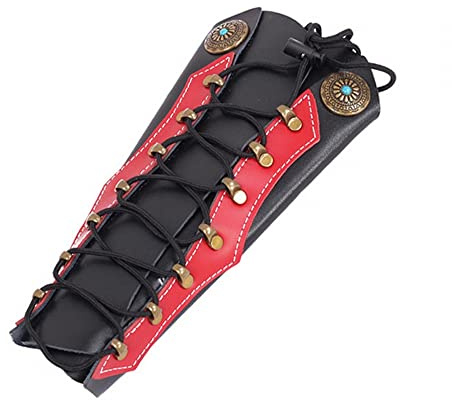DONGKER Protège-Bras de Tir a l'arc,Protège-Avant-Bras,Bracelet en Cuir Réglable,Brassards D'armure Médiévale pour Tir de Chasse