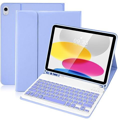 SOPPY Fodral med Bluetooth-tangentbord för ny iPad 11:e generationen (A16), 11 tum, 2025, 10:e generationen 10,9 tum, 2022, avtagbart trådlöst tangentbord, med inbyggd pennhållare, brittisk layout
