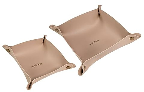 INTIRILIFE 2x Taschenleerer aus Kunstleder in Beige - Geknöpft Gesamtgröße 17 x 4.8/21.5 x 5.7 cm - Innengröße 14.5 x 4.8/18 x 5.7 cm - Organizer Aufbewahrungs Box für Schmuck Schlüssel Ablage