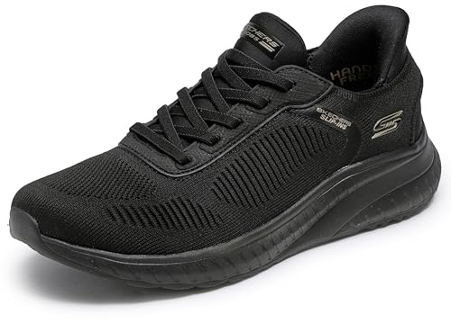 Skechers Women's Bobs Squad Chaos Current Muse Slip-in Trainers, Black Textile, 7 UK