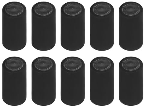 uxcell 100Pcs PVC Heat Shrink Capsules Wine Bottle Capsules Shrink Cap Wrap Shrink Top Cover for Wine Cellars and Home Kitchen, Black/Black 30x60mm