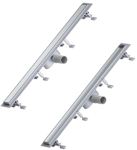 SONNI Duschränna 70 cm, 2-i-1 rostfritt stål dräneringsbar, duschbricka, ABS-bas, 30 l avloppsmängd, 8 justerbara fötter, med luktstopp, hårsil