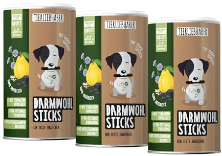 3x Darmwohlsticks Analdrüsen Hund Leckerli – Auch bei Sodbrennen Hund | Tierärztlich entwickeltes Leckerli für feste Häufchen, Ideal mit den Analdrüsen Drops Hund von TIERLIEBHABER, 3x 350g