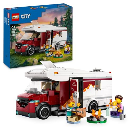 LEGO City Le Camping-Car d’Aventures - Jeu de Construction pour garçons et Filles dès 6 Ans - Inclut Un bébé, des Accessoires et Une Guitare - Idée de Cadeau d'anniversaire pour aventuriers 60454