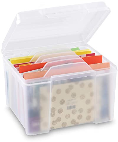 Yurhuit Greeting Card Organizer & Storage Box with 6 Adjustable Dividers for Holiday Birthday Get Well Cards Photos, Crafts