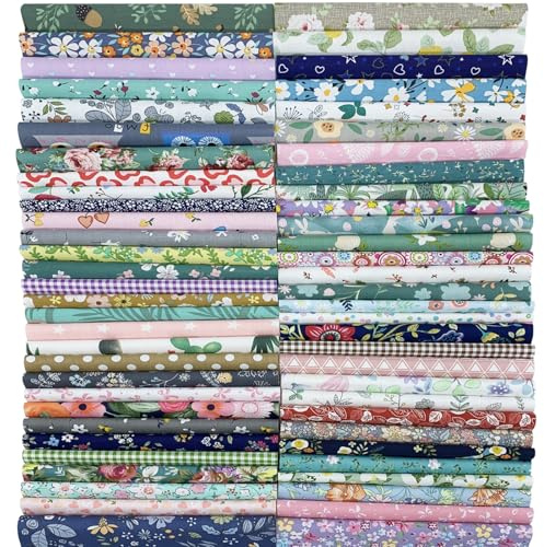 EDGEAM Lot de 30 tissus en coton à coudre, 20 x 20 cm, motifs de patchwork, paquet de tissus carrés, tissus pour matelassage, pour projets de couture DIY, patchwork (fleurs, 30 pièces 20 x 20 cm)