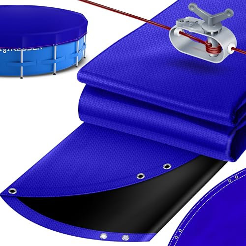 KESSER® Telo di copertura solare per piscina, rotondo, Ø 366 cm, 200 g/m², materiale PE, con corda in acciaio + tendicavo con occhielli, copertura solare, resistente ai raggi UV, resistente alle