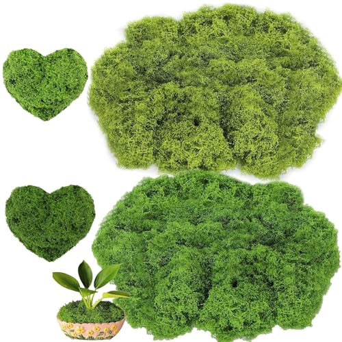 Aiareozy Muschio artificiale per piante in vaso, muschio artificiale per artigianato, muschio verde per decorazione, muschio artificiale, per giardino fatato, matrimonio floreale (100 g)