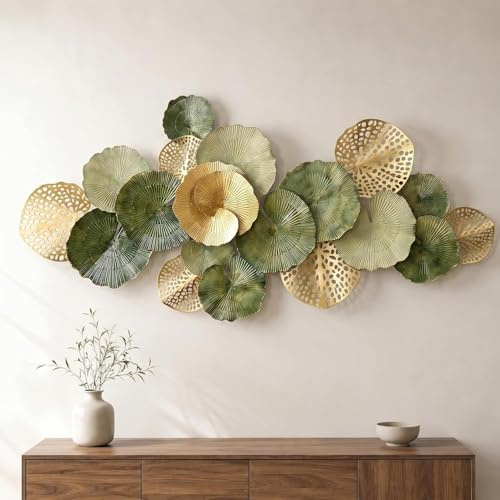 Blissio Grande Decorazione da Parete in Metallo,Oro e Nero,170 x 78 cm