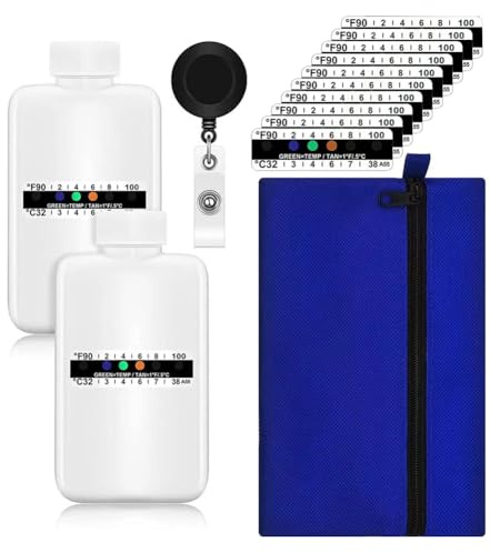 Puthernm Kit Completo de Prueba de Orina de 14 Piezas: 2 VacíAs PortáTiles, 10 Tiras Reactivas Adhesivas Sensibles una la Temperatura y