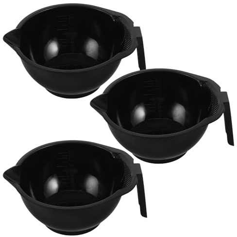 VILLCASE Ciotola per Tinta Chioma Nera 3 Pezzi in Plastica Pettine Integrato e Base Antiscivolo per Uso Professionale e Casalingo