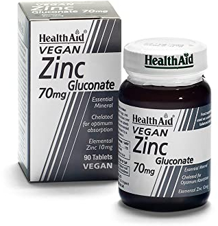 HealthAid Integratore Zinco Gluconato - Altamente Assorbibile - 90 Compresse Senza Glutine e Lattosio