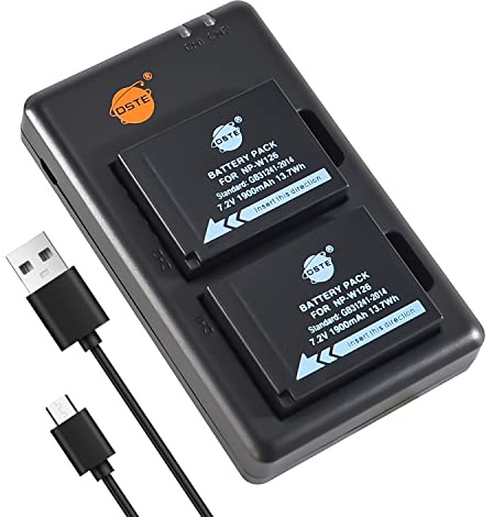 DSTE 2PCS NP-W126 NP-W126S (1900mAh/7.2V) Battery Charger Set Compatible for Fujifilm X-A1, XA1, X-E1, XE1, X-M1, XM1, X-Pro1, XPro1, X-T3 Camera