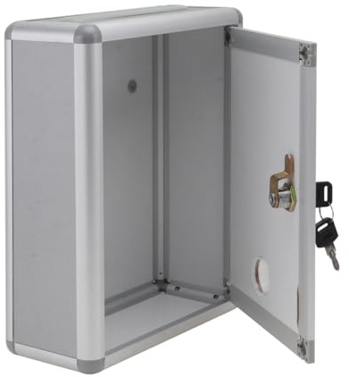 Nuobesty Lockable Post Mount Mailbox, Small Aluminum Alloy Suggestion Box with Lock Wall Hanging Mailbox for Home Office Company Secure Drop Box 11.02X8.26X3.74In Indoor Outdoor