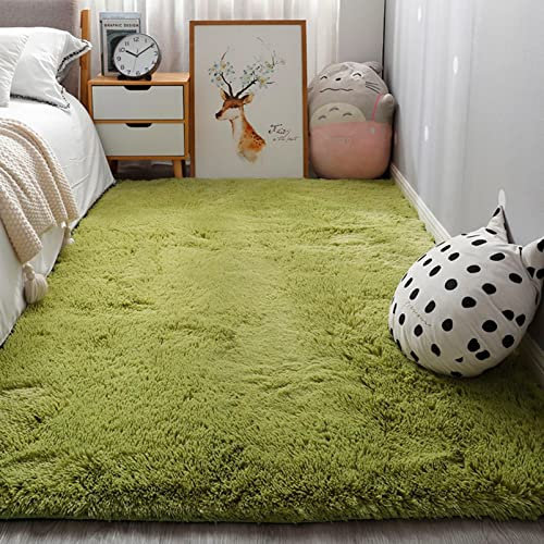 GOUER Langflor Teppich 200x300cm Moderne Flauschige Bunte Batik Ultra Soft Teppich für Schlafzimmer Wohnzimmer Wohnheim Kinderzimmer Home Dekorative Spielzimmer, Grün A