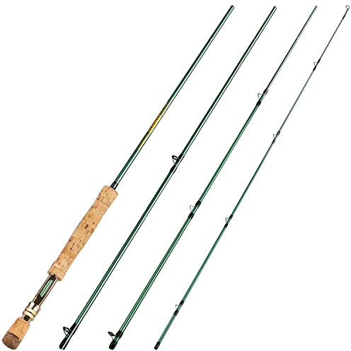 Sougayilang Fliegenfischrute, 4-teilig, 2,4 m, leicht, Ultra-tragbar, für Forelle, Lachs, Sonnenfisch, Outfit, Reisen, Angeln, SG4908, Grün