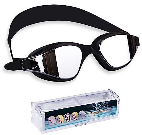 Lynarc Lunettes de natation - polarisées, anti-buée, étanches, protection UV, pour hommes, femmes et jeunes.lunette piscine adulte lunettes piscine adulte (Noir)