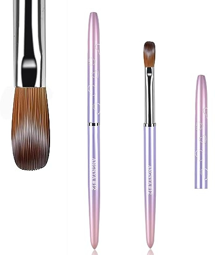 ANGNYA Kolinsky Pincel Acrílico para Uñas, Pinceles para Uñas para Aplicación de Acrílico, Pincel Acrílico en Polvo para Uñas, Pincel Acrílico para Uñas para Manicura Profesional Home Salon (12#)…