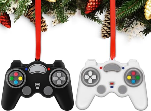 2026 Video Game Christmas Ornaments Personalized Video Game Controller Ornament for Gamer Lovers Customized Handwritten Christmas Tree Hanging Ornament Gifts Reusable PVC Rubber First Keepsake 2PC
