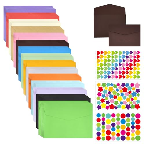 ADERTOS 75 PCS Coloured Envelopes 15 Colours Medium Colourful Envelopes Premium Envelope Multi Color Gift Envelope with 3 Sheets Stickers for Invitations Birthdays Greeting Cards (17.5x12.5cm) | Multi Color Gift Envelope, with 3 Sheets Stickers, for Invitations, Birthdays, Greeting Cards (17.5x12.5cm)