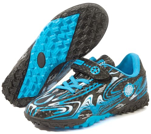 Misswell Boys Football Boots Kids Astro Turf Trainers Junior Girls Soccer Athletics Training Shoes Profession Competition Teenager Indoor Outdoor Sneakers Sports Shoes Unisex Blue Size 1