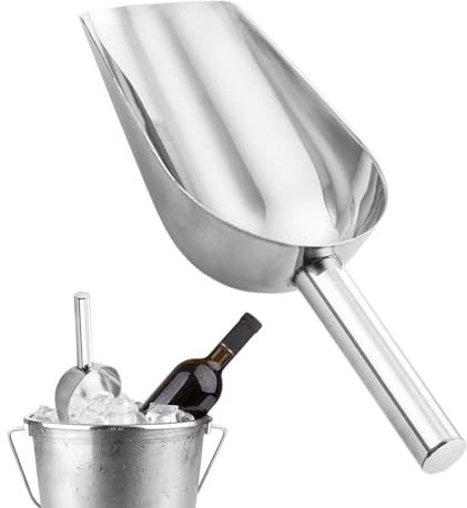 Paletta per , cucchiaio per congelatore, macchina per il ghiaccio, in acciaio inox, multiuso, resistente alle macchie, per bar, gite, matrimoni, cibo (argento)