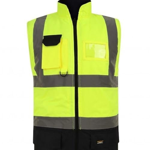 Mens Hi Vis Thermal Body Warmer Reflective Safety Body Insulated and Warm Vest Work For Mens-Yellow-L