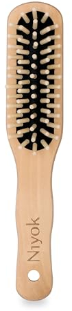 Niyok® Längliche Holz-Haarbürste • Natur Holz Bürste mit Holznoppen • Holzbürste für alle Haartypen • Nachhaltige Haarbürste aus FSC-Holz • Vegan, nachhaltig & plastikfrei