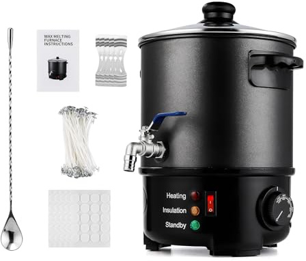 IeBilif Wax Melter for Candle Making, 6L Large Electric Wax Melting Pot, with Heating Core Brass Spout & Temp Control，Ideal for Small-Scale Commercial or Home Use