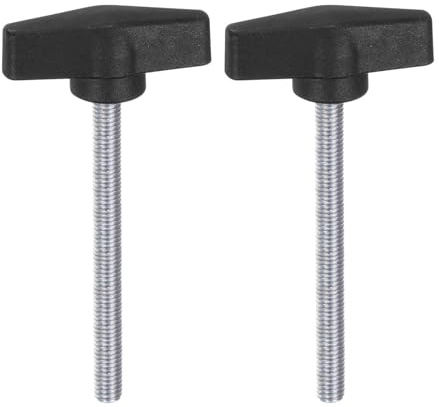QUARKZMAN 2 Stück Rändelschrauben mit T Flügelknöpfe M8 x 80mm Kunststoff T-Kopf Kohlenstoffstahl 55mm Gewindebolzen Klemmschraube Flügelschraube Haltegriffe Klemmknopf für Maschine