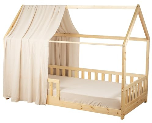 Sevira Kids - Ciel de lit cabane en Gaze de Coton - 130x360 cm Made in France