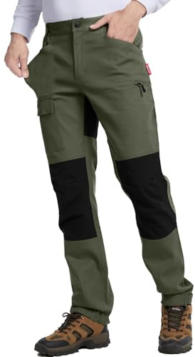 WORK IDEA Pantalón de senderismo para hombre, corte estrecho elástico, repelente al agua, adecuado para actividades al aire libre, 5XL