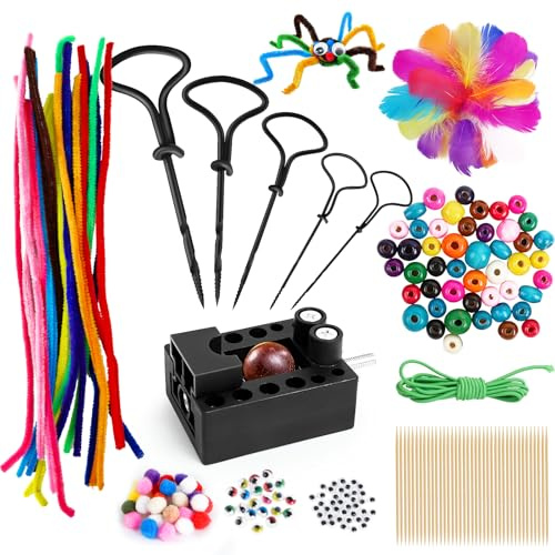 TPVUPC 317 Pezzi Set Artigianale di Castagne, Set di Trapano per Castagne Creatività, Set di Punte per Castagno per Bambini da 1,5-5 mm Trapano a Mano Castagna per Fai Da Te con le Castagne