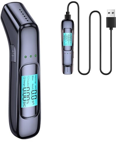 Rppiup Breathalysers, Alcohol Breathalyzer Tester UK with HD LCD Digital Display, Portable Breathalyzer, Non-contact Grade Accuracy Alcohol Testing Kits With 2nd Generation Asic Smart Chip for home