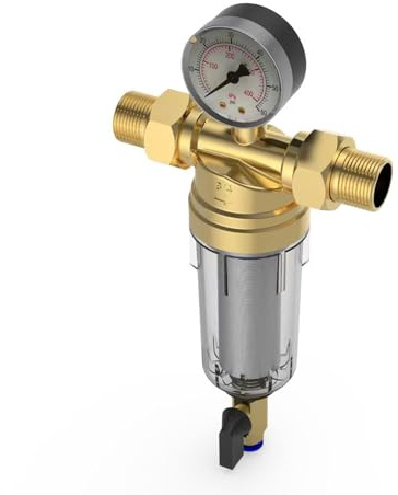 Filtro A Sedimenti Professionale Con Valvole Controlavaggio Forte Pre Acqua In Ottone Per Linee Alimentazione Residenziali Forti Pre Trattamenti Con Manometri