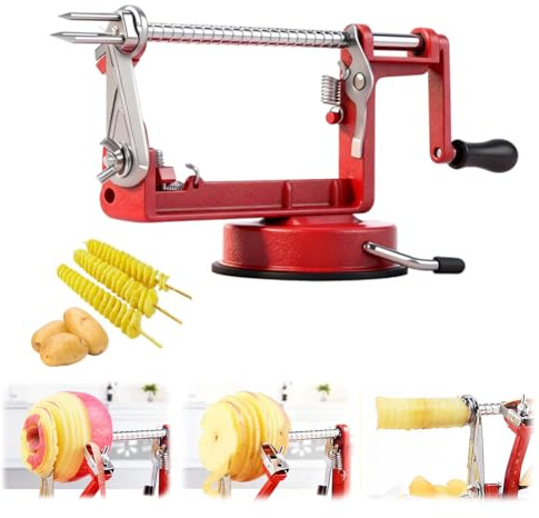 Lomug Pelador de manzana 3 en 1 Peeler manual – Pelador de manzana multifuncional – Pelador automático – Pelador de patatas – Pelador de patatas – Pelador, rebanada y desordenado rápido
