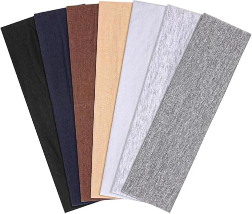 Henyall Stretchy Headbands 7pcs Soft Fabric Hair Band Fashion Hair Bands Breathable Jersey Fabric Women Hairbands for Women Men Soft Ladies for Workout Makeup Yoga Running