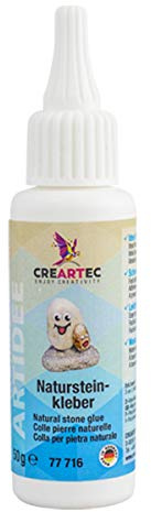 CREARTEC Natursteinkleber - zum Gestalten von Tieren und Fantasiefiguren aus Stein - elfenbeinfarbig - schadstofffrei - basteln - 50g - Made in Germany
