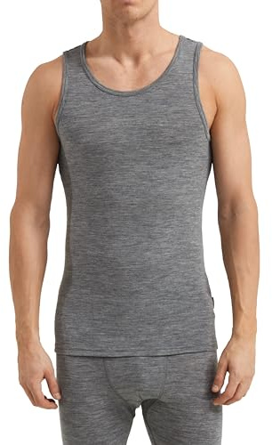 Dilling Herren Merino Wolle Unterhemd Grau Large – Tanktop Aus 100% Bio Merinowolle – Atmungsaktives Base Layer Shirt Ohne Superwash – Nachhaltige Männer Unterwäsche - Grau meliert L