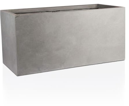 IDEALIST 80cm Plant Pot | Grey Reinforced Stone Large Trough Planter | Rectangular Garden Planters with Drainage Holes L80 W37 H37.5 cm, 79 litres