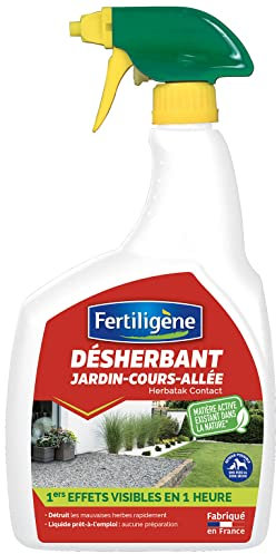 FERTILIGENE FDCA900 - Désherbant Pulvérisateur Jardin, Cours, Allées Prêt à L'emploi 900 ml - Détruit rapidement les mauvaises herbes et les mousses - Effets visibles en 1h - 10m² traités par litre