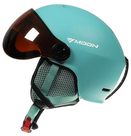 Sport Tent Skihelm Herren Damen Snowboardhelm Visier Schnee Sports Helm mit Abnehmbaren Skibrille (M, Blau)