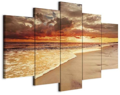 murando - Quadro Mare 200x100 cm 5 Pezzi - Stampa su Tela Strutturata XXL Grande - Quadri Moderni Componibili Camera da Letto Matrimoniale - Stampe da Parete Arte - Onde c-C-0171-b-m