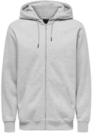 Only & Sons Sweat-Shirt à Capuche ONSCERES pour Homme, Gris Clair chiné, M