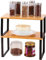 LIANTRAL Juego de 2 Estantes para Especias, Organizador de Mostrador Expandible, Estante de armarios Apilable, Estante de almacenamiento de cocina, Color natural y negro